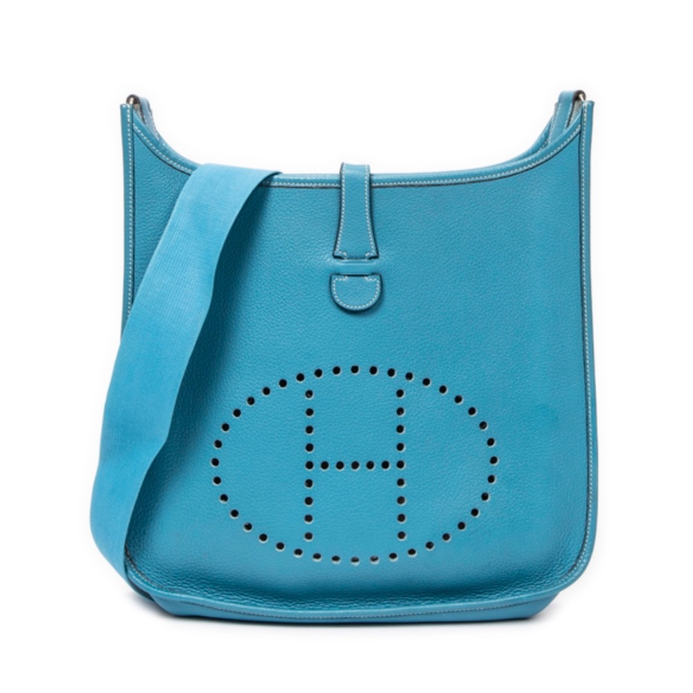 Hermes Evelyne Bag Gen III Clemence PM Blue ~ Beautiful Preloved Condition - Picture 14 of 14